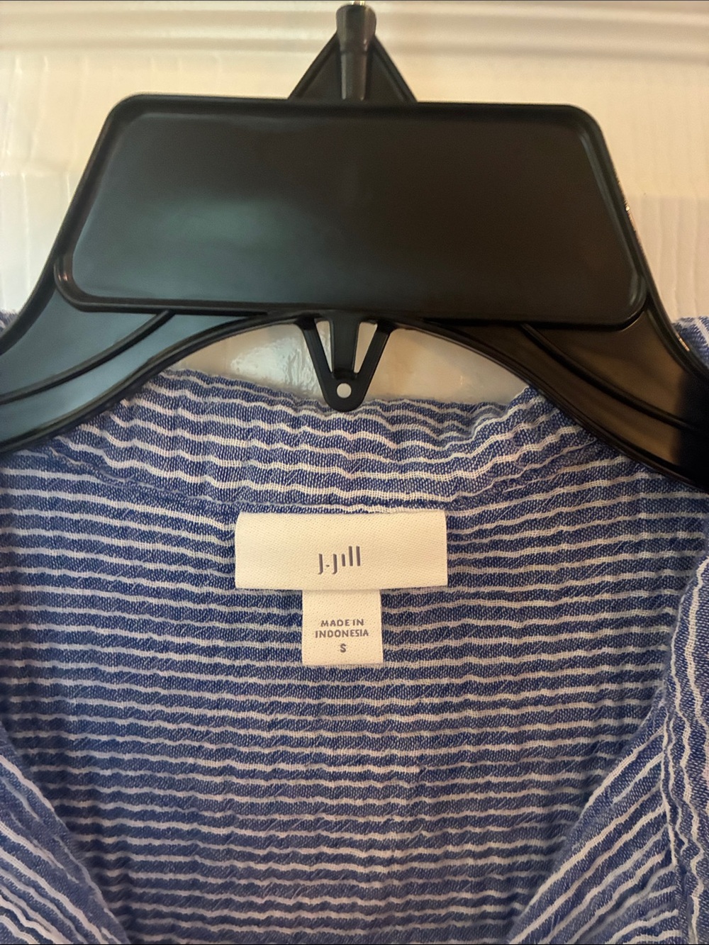 J. Jill Vibrant Blue & White Striped Cotton Gauze Popover Shirt SZ S - Picture 3 of 6